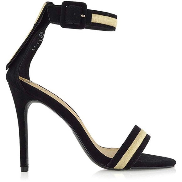 Ankle Strap Stiletto Thread Detail Open Toe Shoes - Picture 2 of 4